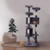 Cat Tree Cat Tower with Scratching Ball, Plush Cushion, Ladder and Condos for Indoor Cats, Gray - as Pic
