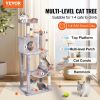 VEVOR Cat Tree 56.2" Cat Tower with Cat Condo Sisal Scratching Post Light Grey - Default