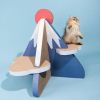 ScratchMe Cat Scratcher Post Board, Mount Fuji Shape Cat Scratching Lounge Bed, Durable Pad Prevents Furniture Damage - as Pic