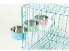 Removable Hanging Food Stainless Steel Water Bowl Cage Bowl for Dogs Cats Birds Small Animals - green
