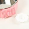Removable Hanging Food Stainless Steel Water Bowl Cage Bowl for Dogs Cats Birds Small Animals - pink