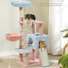 47.2" Multi-Level Cat Tower with Sisal Covered Scratching Posts - Pink & Blue - Pet entertainment