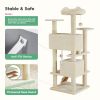 54in Cat tree, indoor cat high-rise multi-story tower, pet playroom with large apartment, beige - as Pic