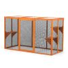 Detachable Cat Enclosure with Waterproof Roof and 3 Jumping Platforms, Orange - As Picture