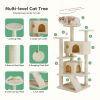 54in Cat tree, indoor cat high-rise multi-story tower, pet playroom with large apartment, beige - as Pic