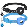 For AirTag Tracker Silicone Case Reflective Cats Dogs Pet Collar - Black - Pet Supplies