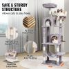VEVOR Cat Tree 63" Cat Tower with 2 Cat Condos Sisal Scratching Post Light Grey - Default