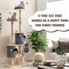 6-Tier Wooden Cat Tree with 2 Removeable Condos Platforms and Perch - Gray