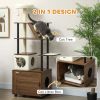 68.5" Cat Tree with Litter Box Enclosure, 2 in 1 Cat Tower Hidden Litter Box Furniture with Scratching Posts, Brown - Brown