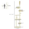 Floor to Ceiling Cat Tree, Cat Climbing Tower with Platforms, Bed, Hammock, Scratching Posts, Toy Balls, Beige - Beige