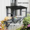 Wooden Cat Catio, Outdoor Cat Enclosure Window Perch with Jumping Platform, for Safely Enjoying Outdoor Sights, Gray - Gray