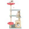 49 Inch Tall Multi-Level Aesthetic Floral Kitten Tower with Flower-Shaped Plush Padded Perch - Multicolor