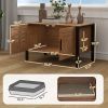 Cat Litter Box Enclosure with Tall Legs, Scratching Board, Dark Brown, 31.5"L x 17.7"W x 19.7"H - Brown