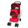 Folding Pet Stroller Dog/Cat Travel Carrier Red - Red