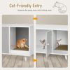 Cat Litter Box Enclosure with Divider and Double Doors - Gray