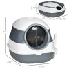 Dome Covered Cat Litter Box with Lid, White and Gray - White