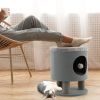 3-in-1 Cat Condo Stool Kitty Bed with Scratching Posts and Plush Ball Toy - Gray
