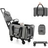 Rolling Cat Carrier with Dual-use Pads and Litter Bag - Gray