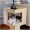 Indoor Decor Wooden Cat Tower with 2-Floor Condo - As pic show - Style B
