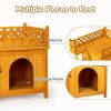 2-Story Wooden Feral Cat House Dog House for Outdoor and Indoor, Pet House with Stairs, Yellow - as picture