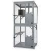 Outdoor Cat Catio on Wheels, Cat Cage with Platforms and Condo, Sunlight Roof, Patio Cat Enclosure, Gray - As Pic