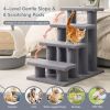 24 Inch 4-Step Pet Stairs Carpeted Ladder Ramp Scratching Post Cat Tree Climber - Gray