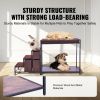 VEVOR Pet Bunk Bed Dog/Cat Window Perch with Stairs Storage Medium Size - Medium - Metal: Black + Wood Panel: Brown