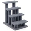 24 Inch 4-Step Pet Stairs Carpeted Ladder Ramp Scratching Post Cat Tree Climber - Gray