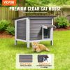 VEVOR Outdoor Cat House Wooden Feral Cat Shelter with Roof & PVC Door Flaps - Default