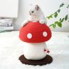 Tall Cat Scratching Post Small Cat Tree for Indoor - Red & White - Pet entertainment
