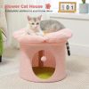 Cylindrical Flower-Shaped Cat House for Home Decor - Pink - M
