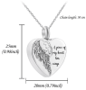 Heart Angel Wings Pet Ashes Urn Necklace – Silver Stainless Steel