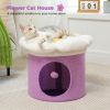 Cylindrical Flower-Shaped Cat House for Home Decor - Purple - M