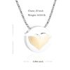 Round Stainless Steel Gold Heart-shaped Feather Butterfly Ashes Memorial Pendant Necklace - Round