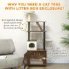68.5" Cat Tree with Litter Box Enclosure, 2 in 1 Cat Tower Hidden Litter Box Furniture with Scratching Posts, Brown - Brown