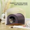 Dome Heated Cat House Portable and Waterproof Pet Shelter for Kitty in Winter, Brown - Brown