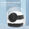 Dome Covered Cat Litter Box with Lid, White and Black - Black