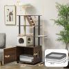68.5" Cat Tree with Litter Box Enclosure, 2 in 1 Cat Tower Hidden Litter Box Furniture with Scratching Posts, Brown - Brown