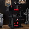 1PC Gothic Cat Tree 49 Inch Tall Cat Tower 6-Tier Cat Activity Center with Coffin Bed - Black