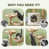 37 Inch Modern Cat Tree w/ Wooden Scratching Posts, Condo, Beds, Cushions, Toy Balls & Anti-Tip Kit - Cream White
