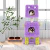 Cartoon Shape Themed Cat Tower with Soft Long Plush Decor - Purple & Green - Pet entertainment