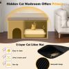Cat Litter Box Enclosure Hidden Furniture with Urine Proof Litter Mat - Beige