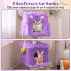 Cartoon Shape Themed Cat Tower with Soft Long Plush Decor - Purple & Green - Pet entertainment