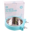Stainless steel pet bowl hanging bowl tableware overturn proof dog bowl dog bowl cat bowl feeder - Large Blue