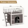 2-Story Wooden Feral Cat House Dog House for Outdoor and Indoor, Pet House with Stairs, Grey & White - as picture
