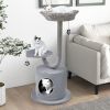 42 Inch Cat Tower with Curved Metal Supporting Frame for Large and Small Cats - Gray