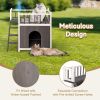 2-Story Wooden Feral Cat House Dog House for Outdoor and Indoor, Pet House with Stairs, Grey & White - as picture