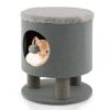 3-in-1 Cat Condo Stool Kitty Bed with Scratching Posts and Plush Ball Toy - Gray