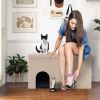Cat Litter Box Enclosure Hidden Furniture with Urine Proof Litter Mat - Beige