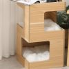 Indoor Decor Wooden Cat Tower with 2-Floor Condo - As pic show - Style A